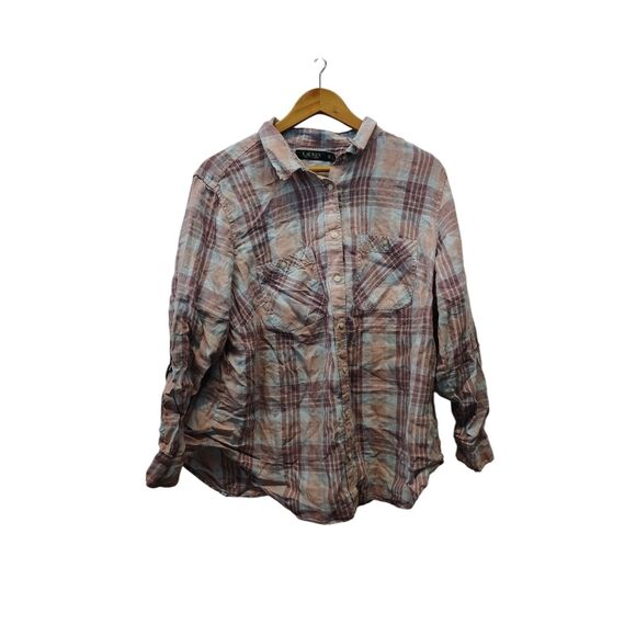 Lauren Ralph Lauren linen pink and purple blue blend button down - Picture 1 of 6